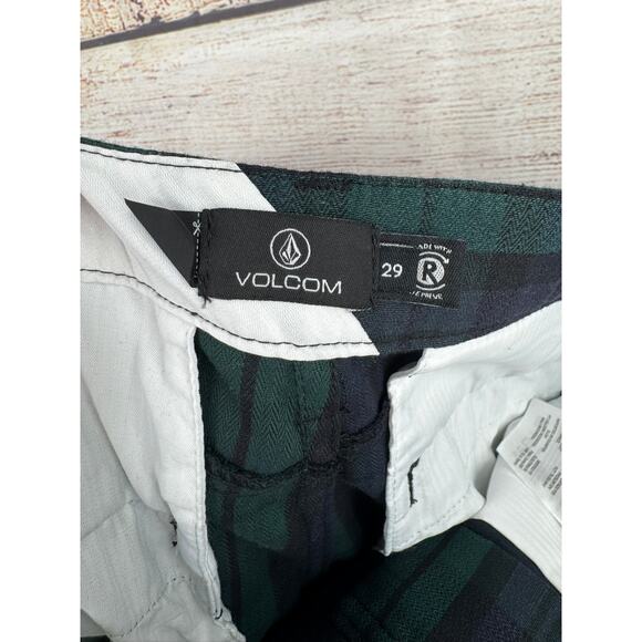 Volcom FroChickie High Rise Plaid Chino Pants Womens 29x30 Blue Green NEW - Picture 10 of 14